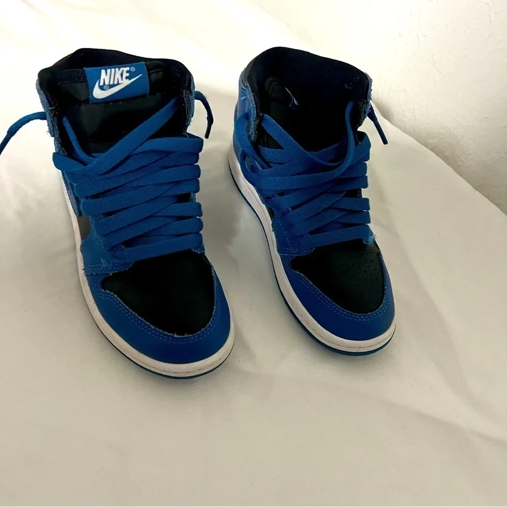 Jordan Air 1 Retro High OG (PS) 13c ‘Dark Marina Blue' Blk/Wht AQ2665-404 EUC